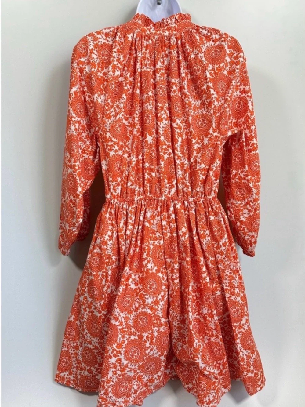 J.Crew Paisley Mini Dress‎ Orange White Ruffle Size XL